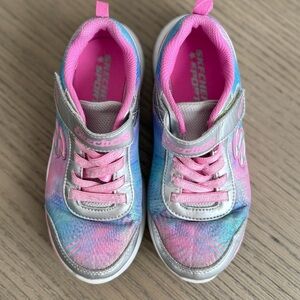 Skechers Girls Aloha Dream Sneaker Pink Silver Shoes Rainbow Glitter size 1
